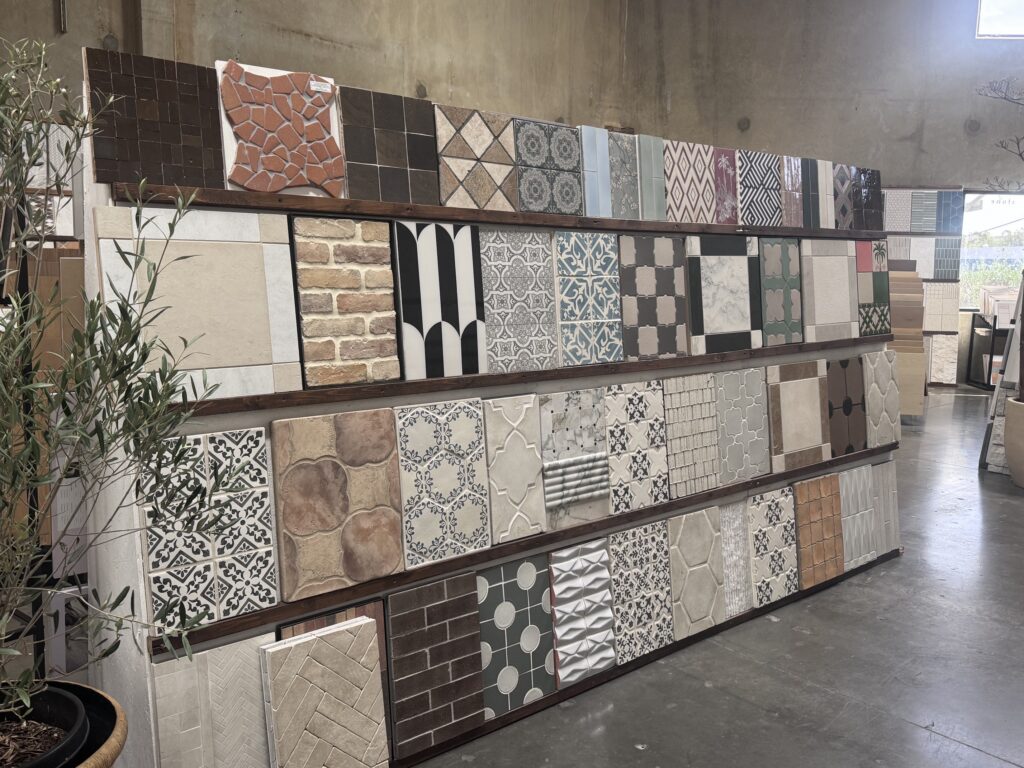 Decorative tile patterns in a variety of colors and textures